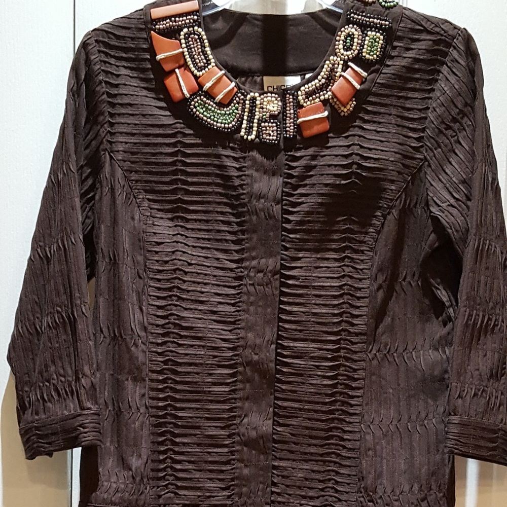 Chico’s beaded button up jacket